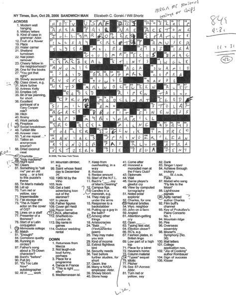 Babble: Archived Puzzle for Sunday, October 29, 2006.